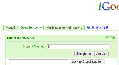 iGoogle with this Drupal API gadget