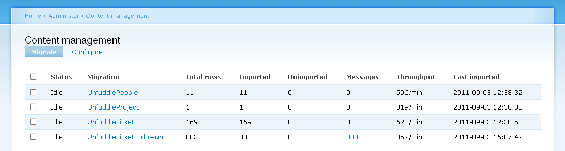 Unfuddle backup restored to CaseTracker, main screen